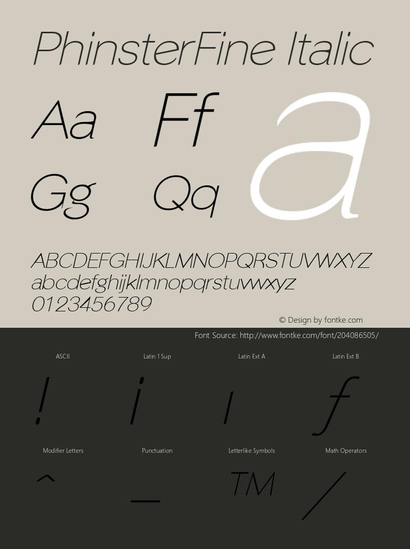 PhinsterFine Italic Altsys Fontographer 3.5  7/16/96图片样张