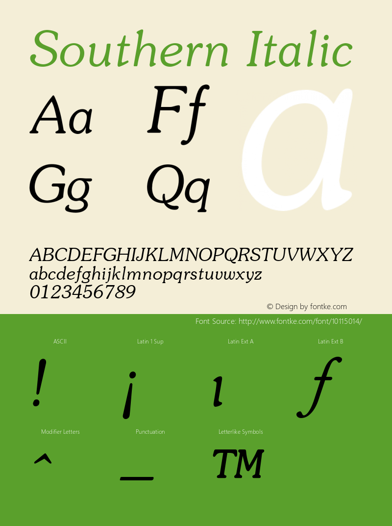 Southern Italic 001.003 Font Sample