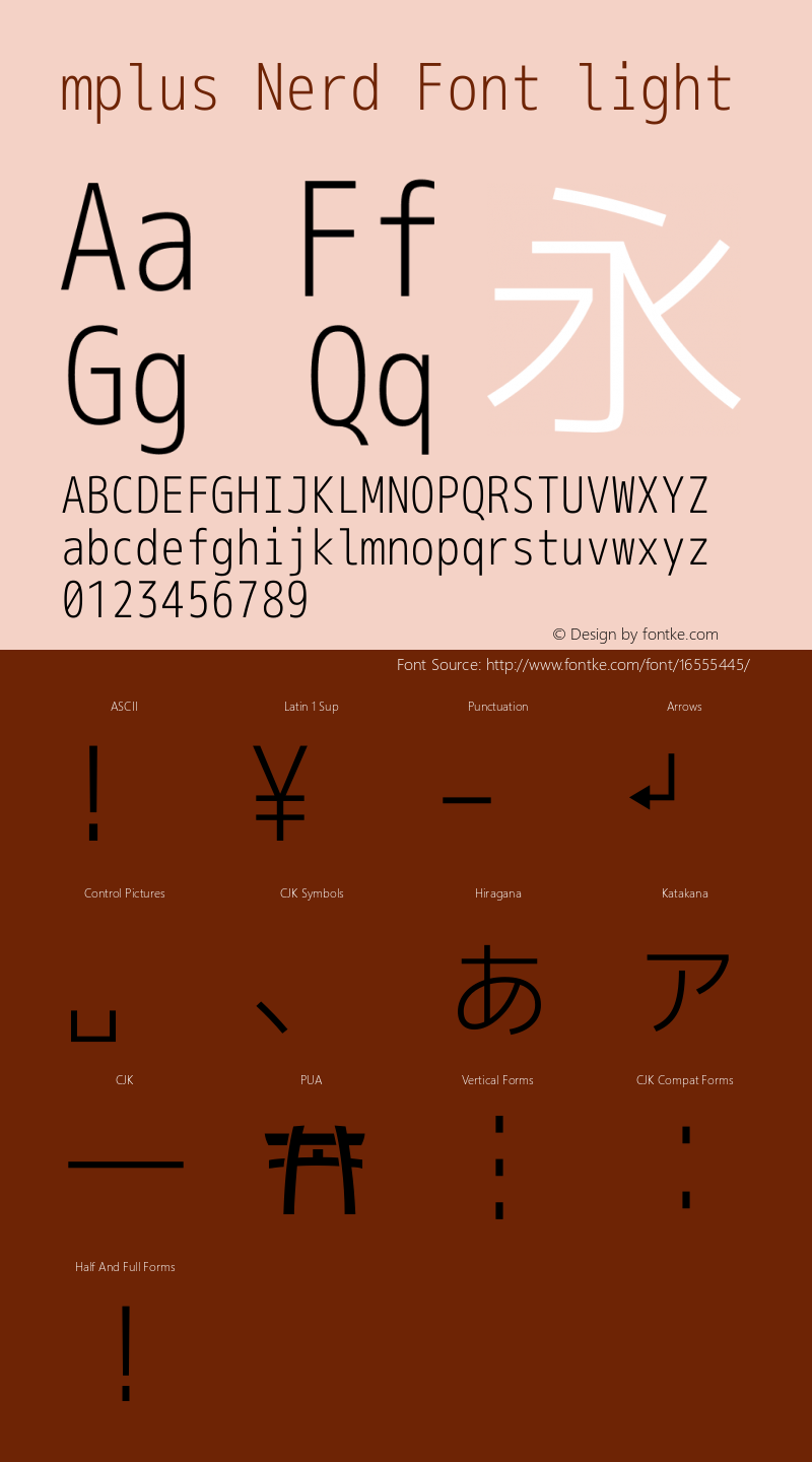 mplus Nerd Font light Version 1.018;Nerd Fonts 0.8 Font Sample