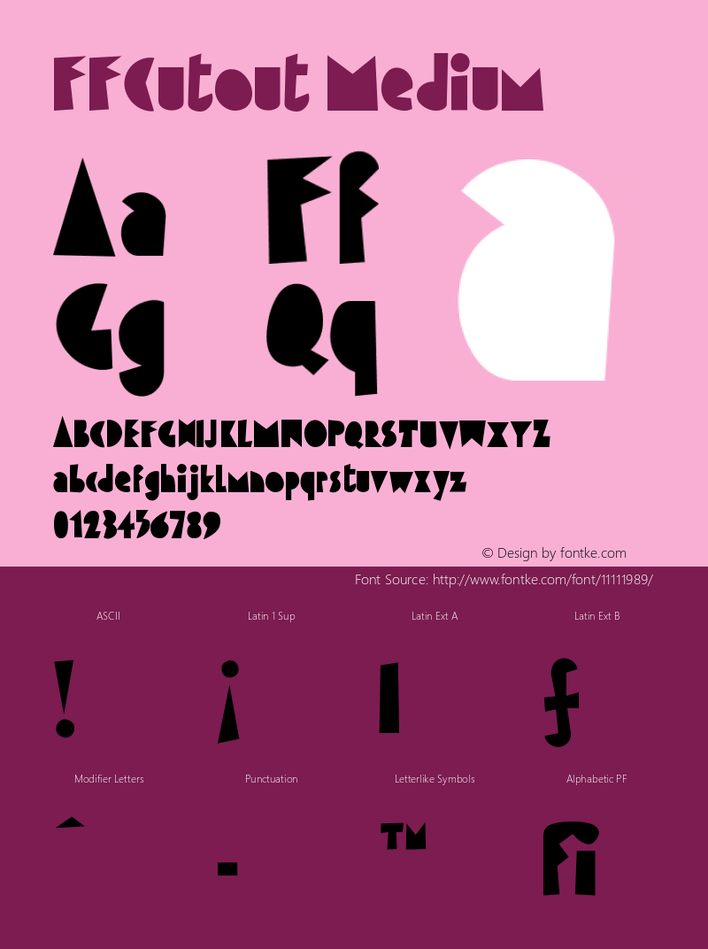 FFCutout Medium Version 001.001 Font Sample