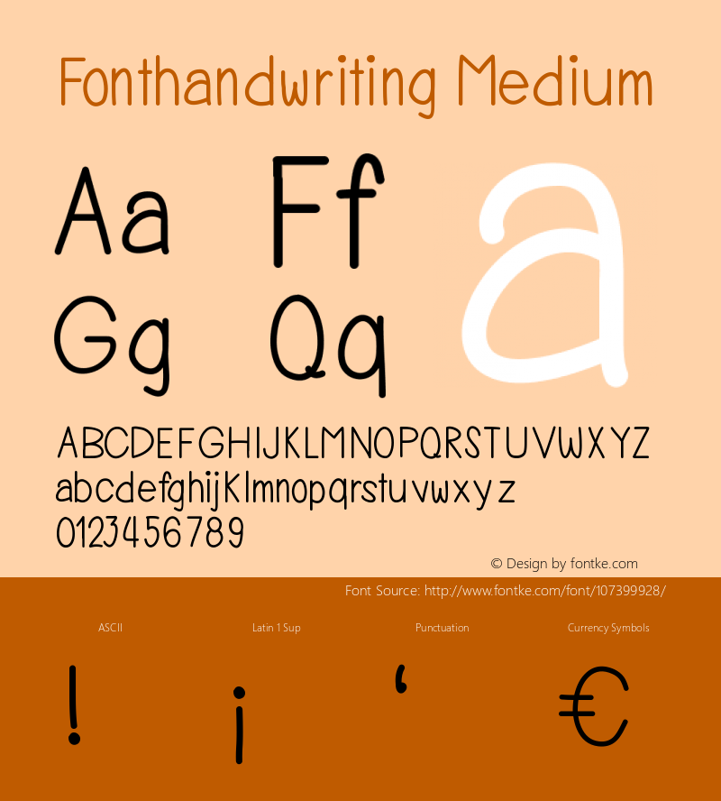 Fonthandwriting Version 001.000 Font Sample