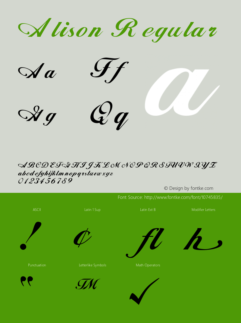 Alison Regular Altsys Fontographer 3.5  3/6/92 Font Sample