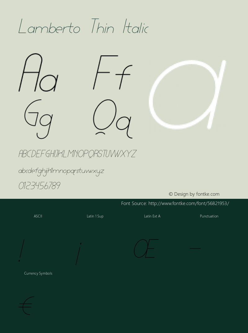 Lamberto Thin Italic Version 1.003;Fontself Maker 3.4.0 Font Sample