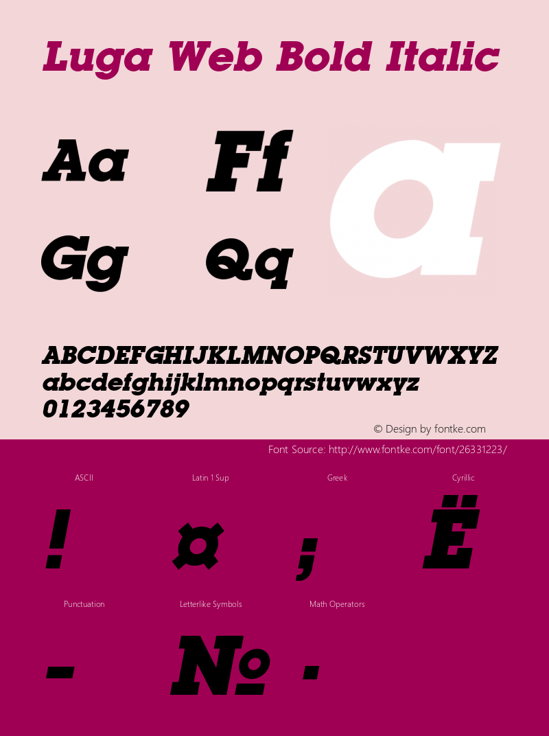 Luga Web Bold Italic Version 001.001W Font Sample