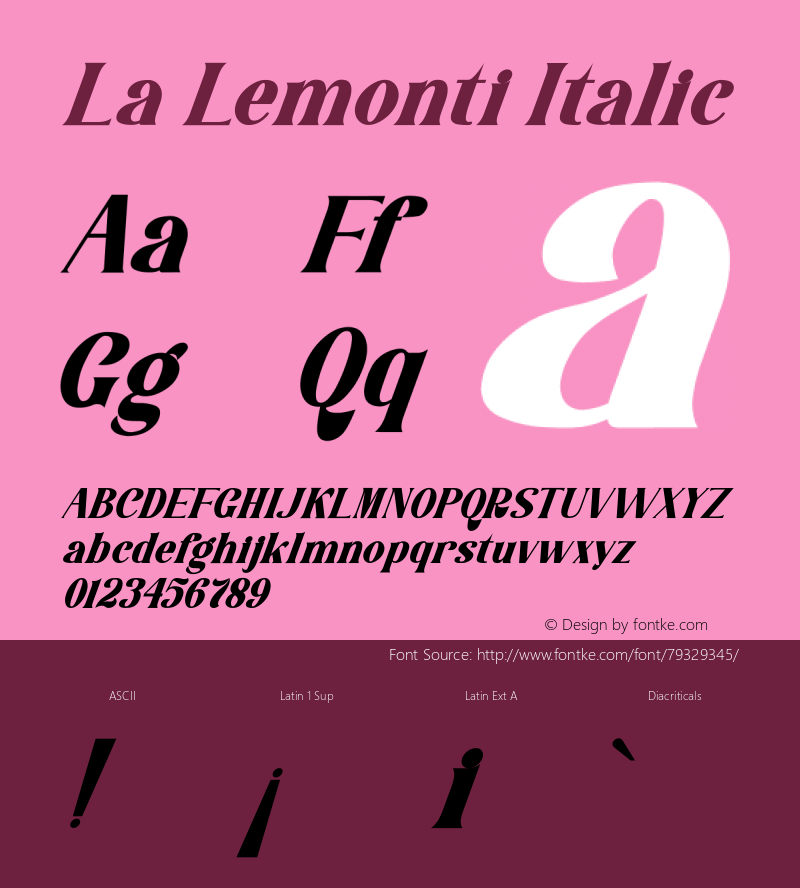 La Lemonti Italic Version 1.00;August 20, 2020;FontCreator 12.0.0.2563 64-bit Font Sample