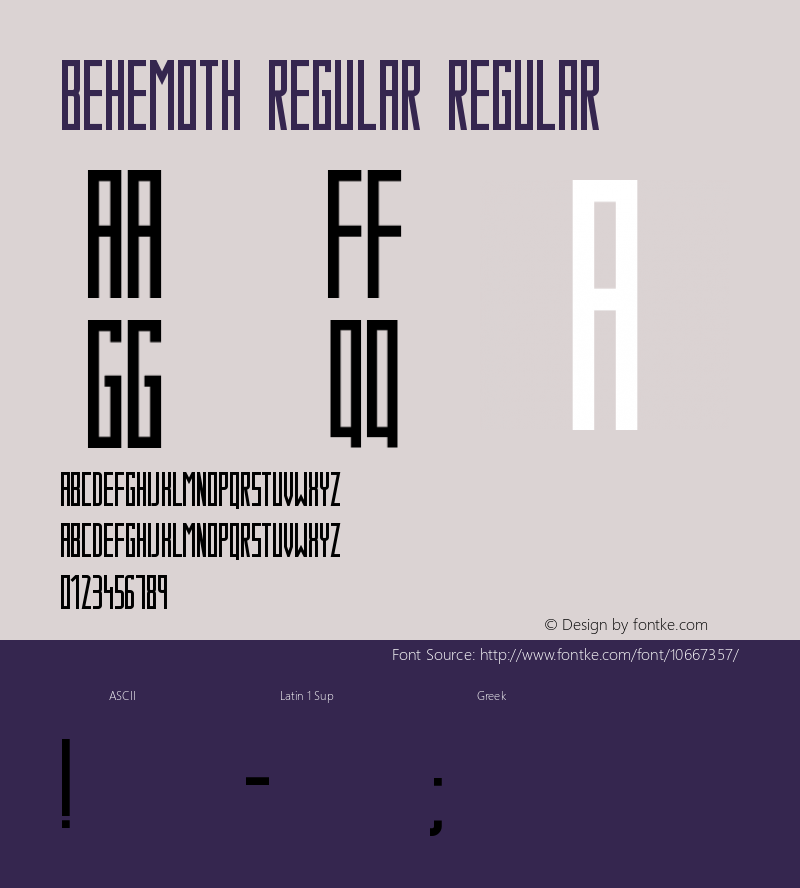 Behemoth Regular Regular Version 1.00 March 5, 2015, initial release Font Sample