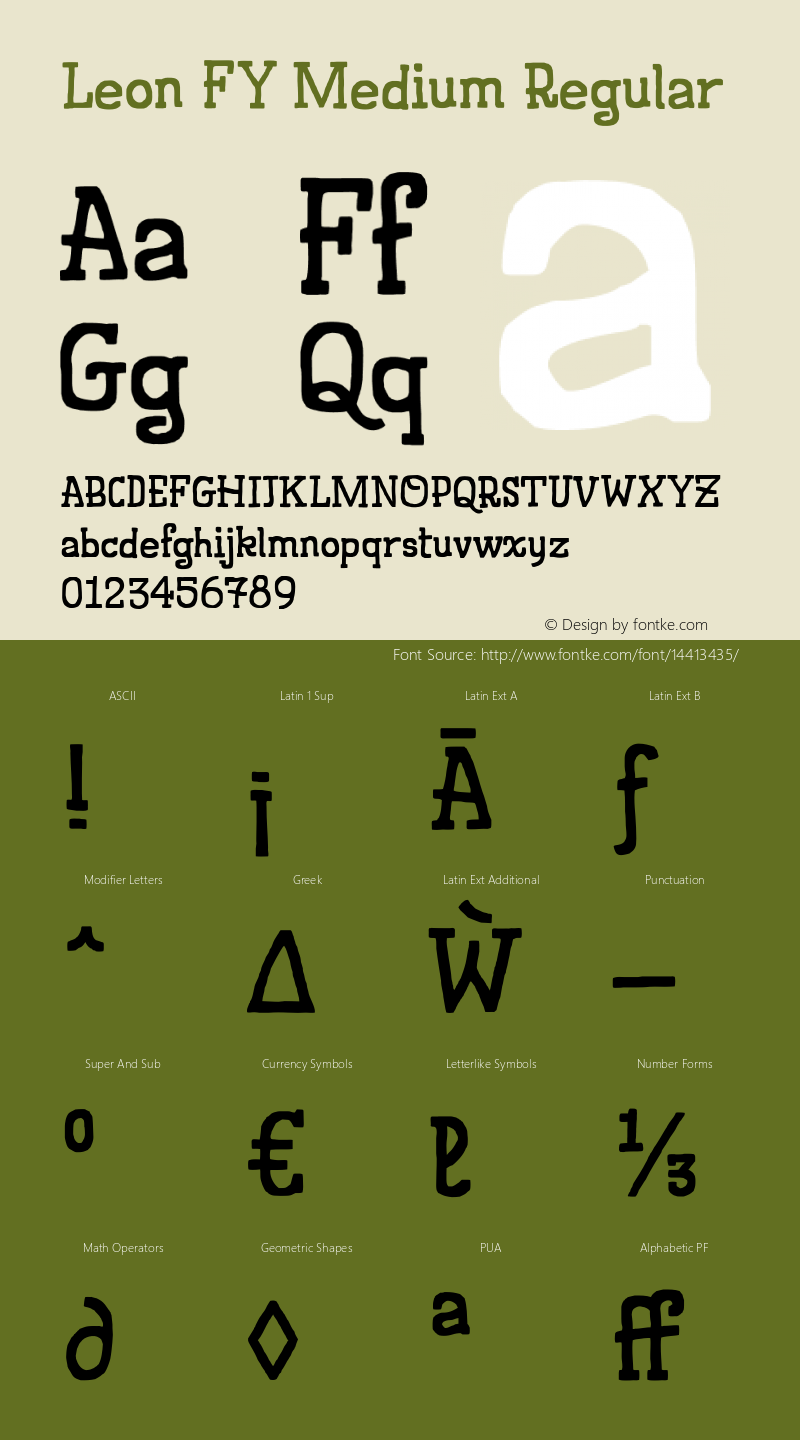 Leon FY Medium Regular Version 1.000 Font Sample