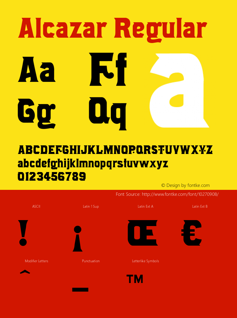 Alcazar Regular 1.00 2000  | Converted from Type 1 Font Sample