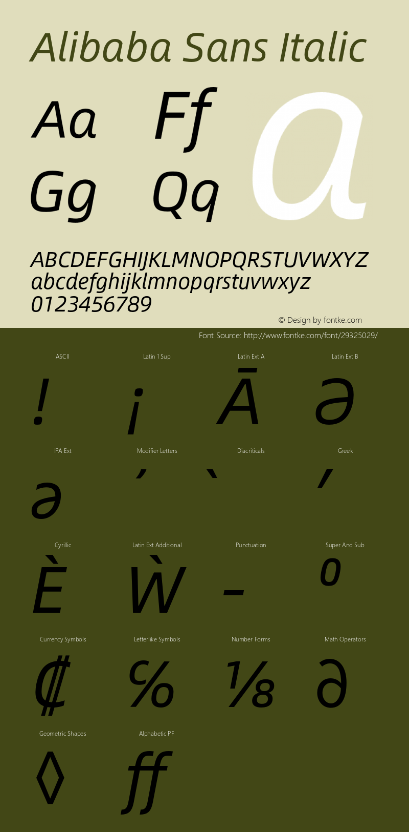 Alibaba Sans Italic Version 1.02 Font Sample