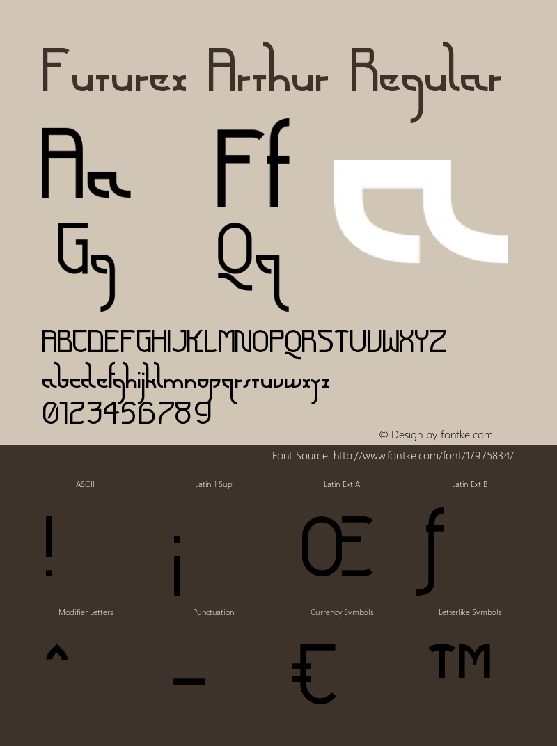 Futurex Arthur Regular Version 1.1 2009 Font Sample