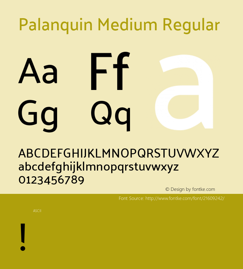 PalanquinMedium Version 1.0 Font Sample