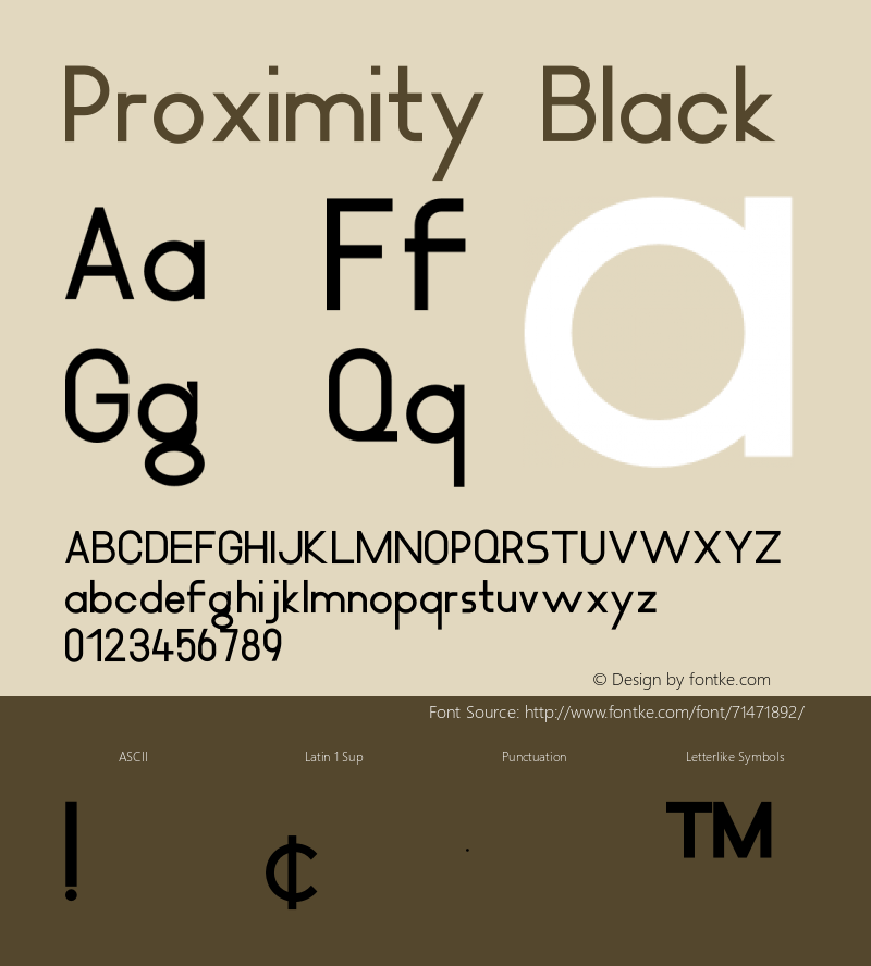 Proximity Black Version 1.000 Font Sample