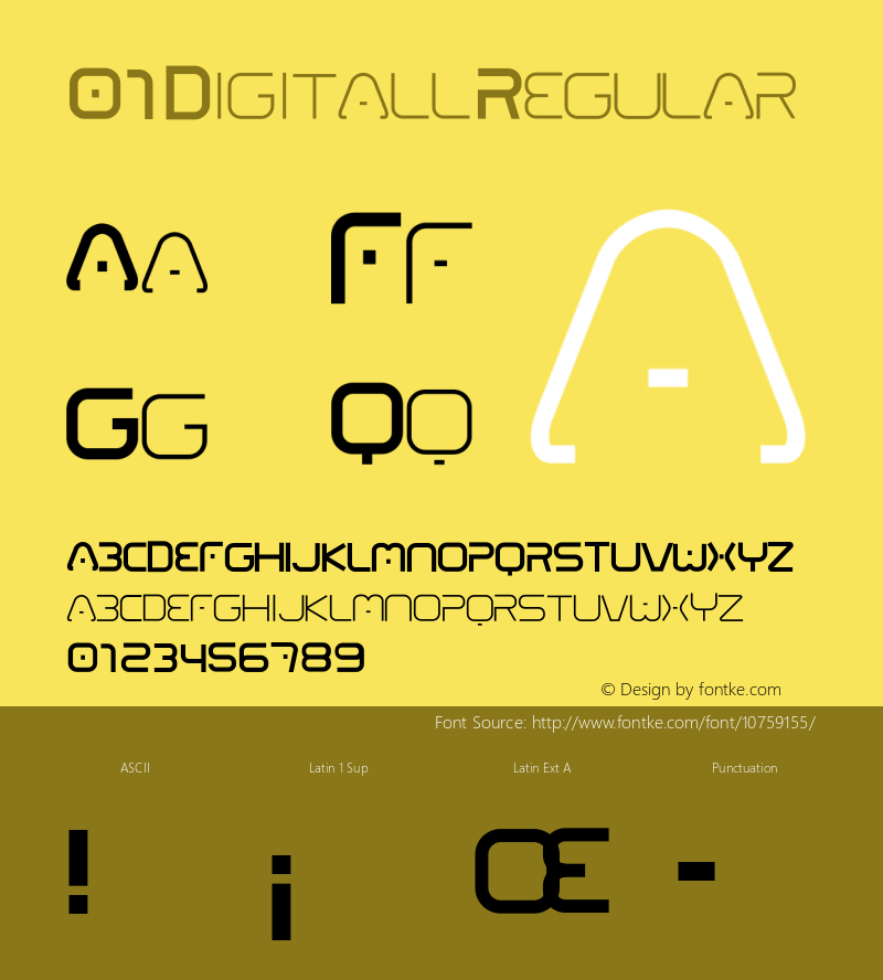 01 Digitall Regular v 1.0 Font Sample