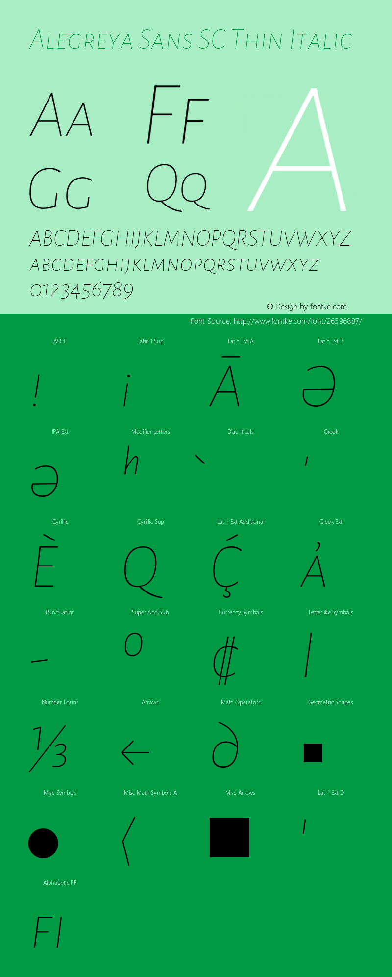 Alegreya Sans SC Thin Italic Version 2.006;PS 002.006;hotconv 1.0.88;makeotf.lib2.5.64775 Font Sample