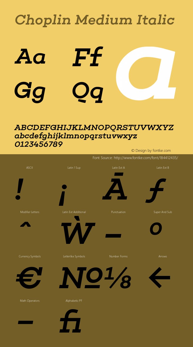 Choplin Medium Italic Version 1.000;PS 001.000;hotconv 1.0.70;makeotf.lib2.5.58329图片样张