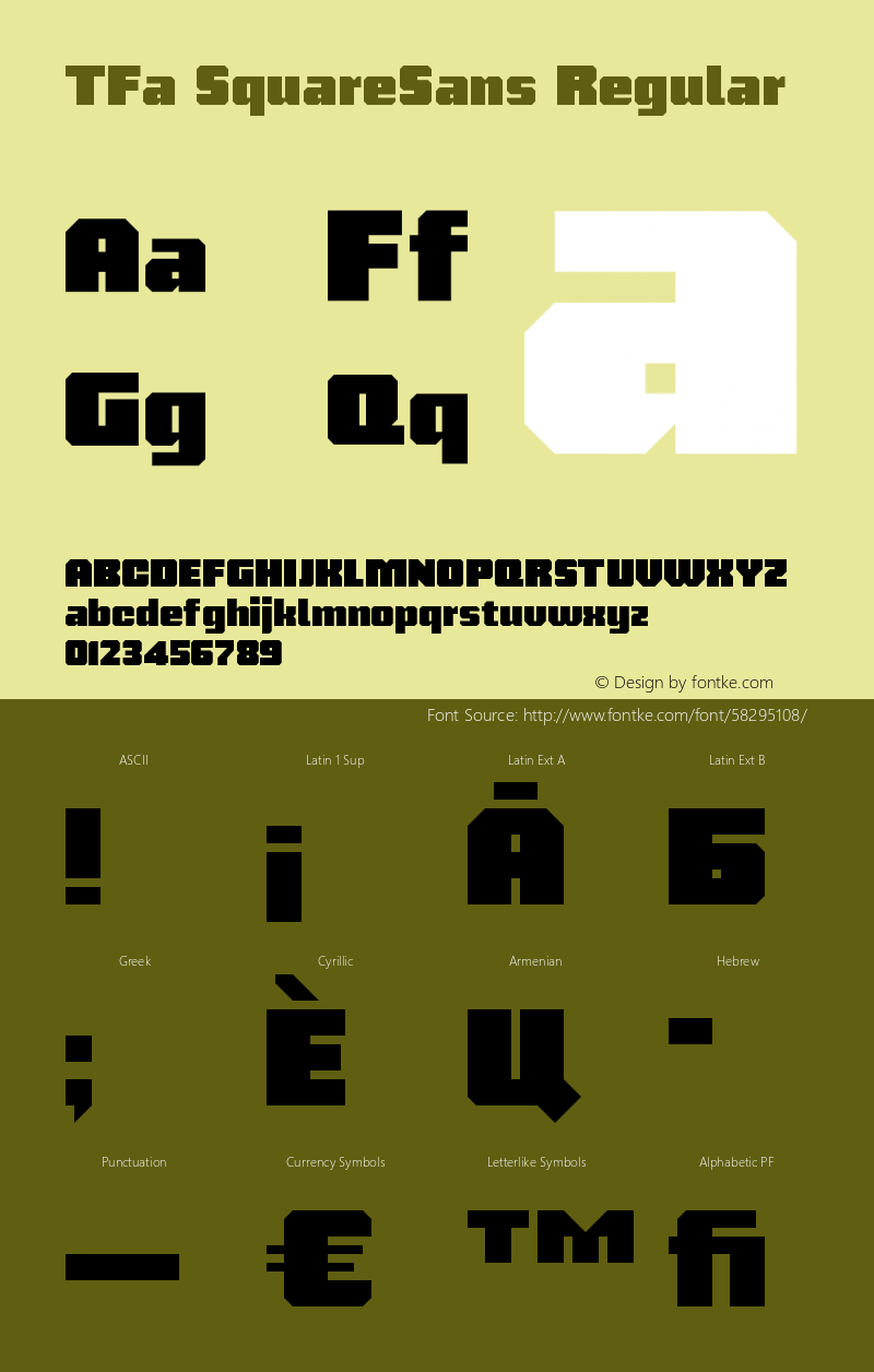 TFa SquareSans Regular Version 1.0 Font Sample