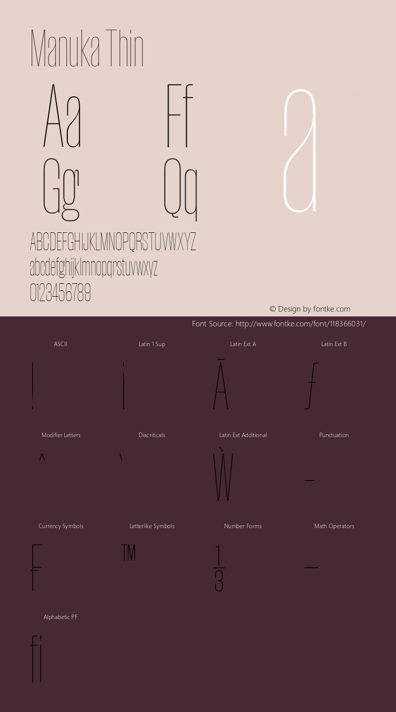 Manuka Thin Version 1.004 | web-TT Font Sample