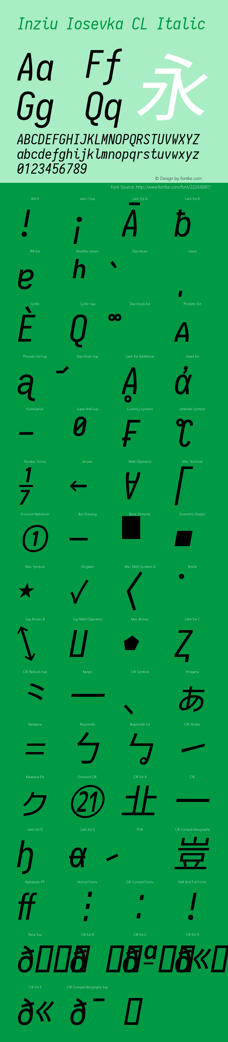 Inziu Roboto CL Italic Version 1.13.1 Font Sample