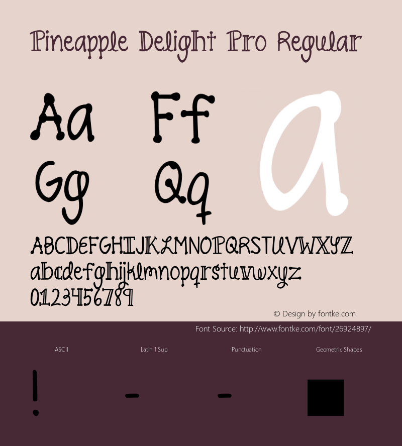 Pineapple Delight Pro Regular Version 11.000 Font Sample