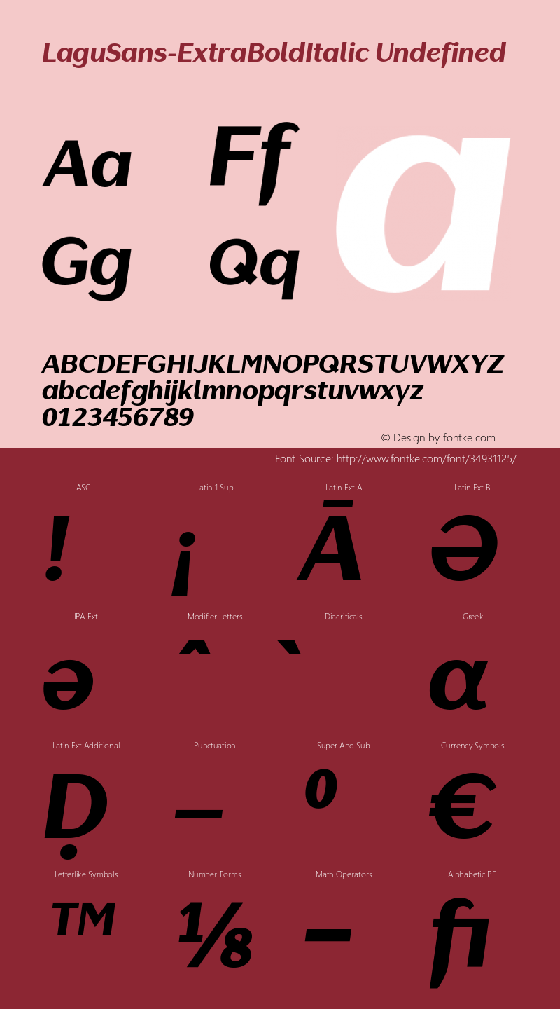 Lagu Sans ExtraBold Italic Version 1.000;PS 001.000 Font Sample