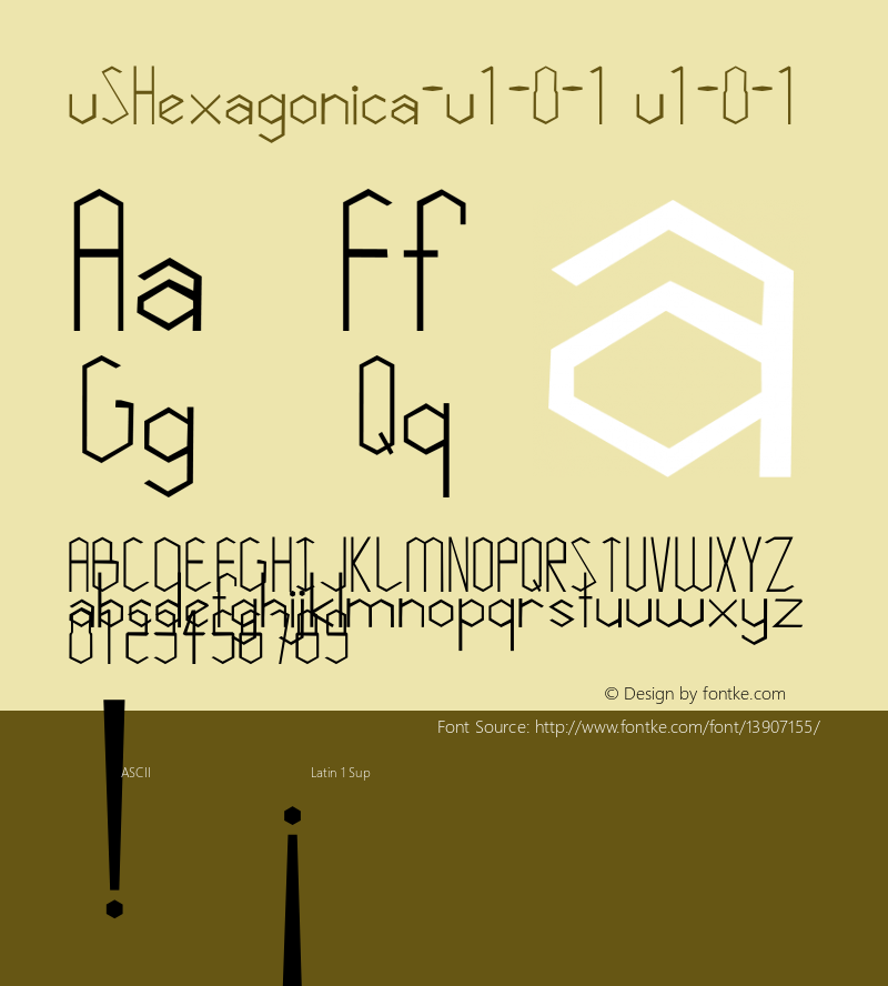 vSHexagonica-v1-0-1 v1-0-1 Version 1.0.1  Font Sample