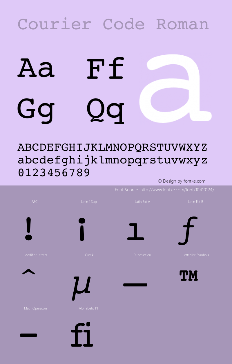 Courier Code Roman Version 2.0-1.0 Font Sample