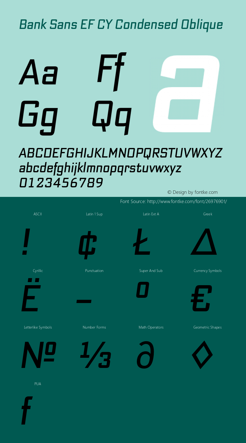 BankSansEFCY-RegConObl Version 1.1 | wf-rip DC20160620 Font Sample