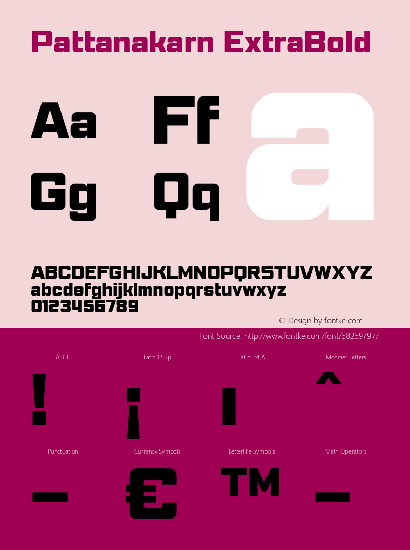 Pattanakarn ExtraBold Version 1.3 Font Sample