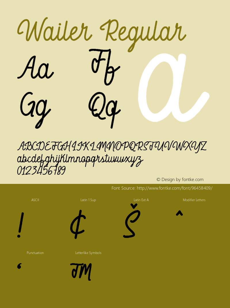 Wailer Version 1.000 Font Sample