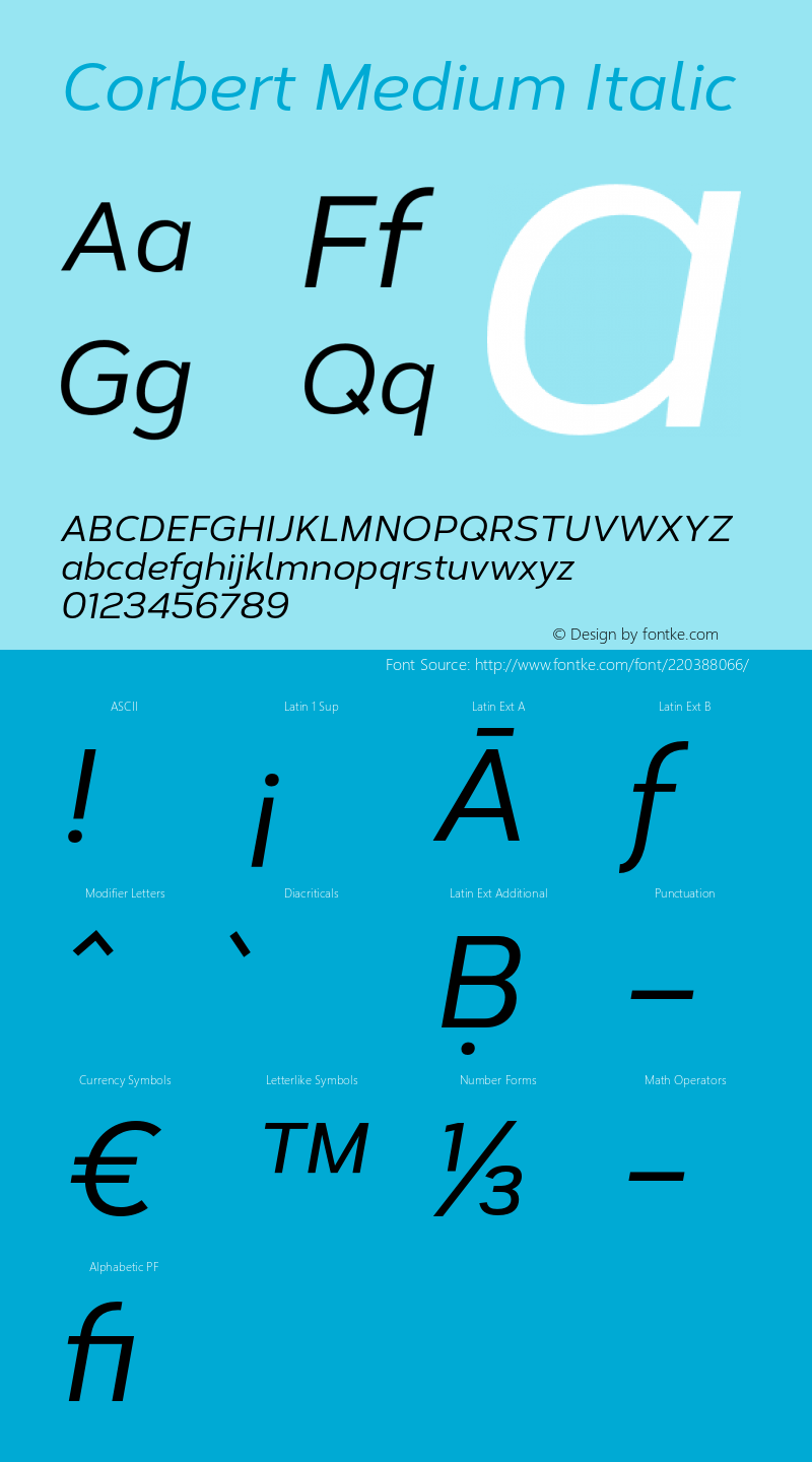 Corbert Medium Italic Version 002.001 March 2020图片样张