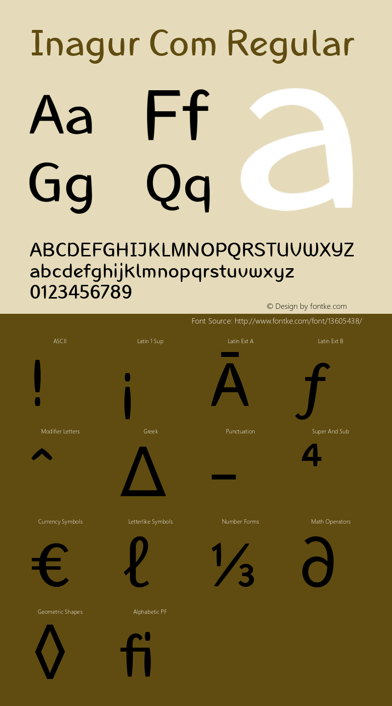 Inagur Com Regular Version 1.40 Font Sample