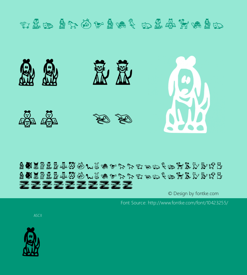 Pet Animals Regular Version 1.00 January 6, 2012, initial release Font Sample