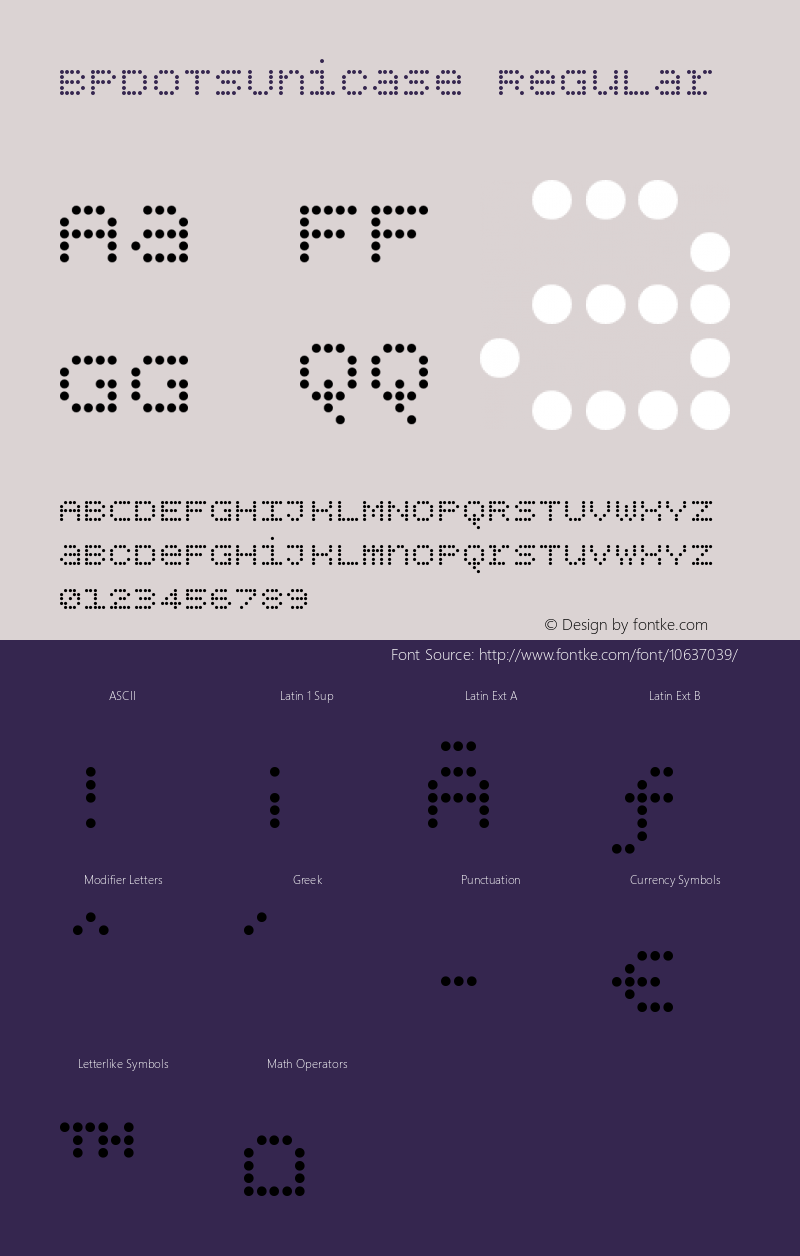 BPdotsUnicase Regular Version 1.000 Font Sample