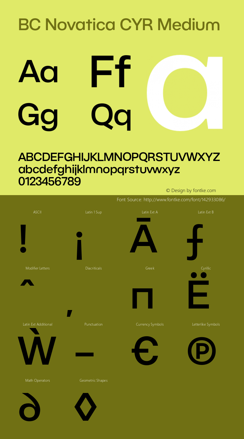 BC Novatica CYR Medium Version 1.000;hotconv 1.0.109;makeotfexe 2.5.65596 Font Sample