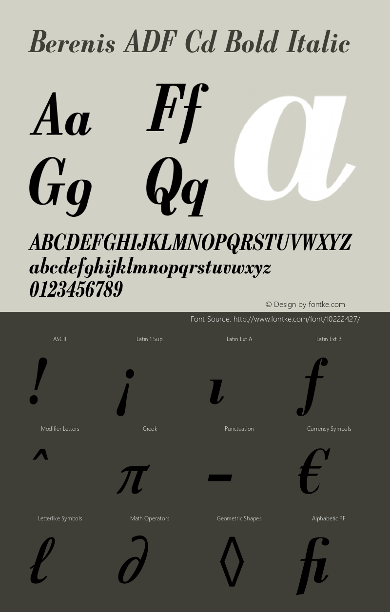 Berenis ADF Cd Bold Italic 1.001 FontForge Font Sample
