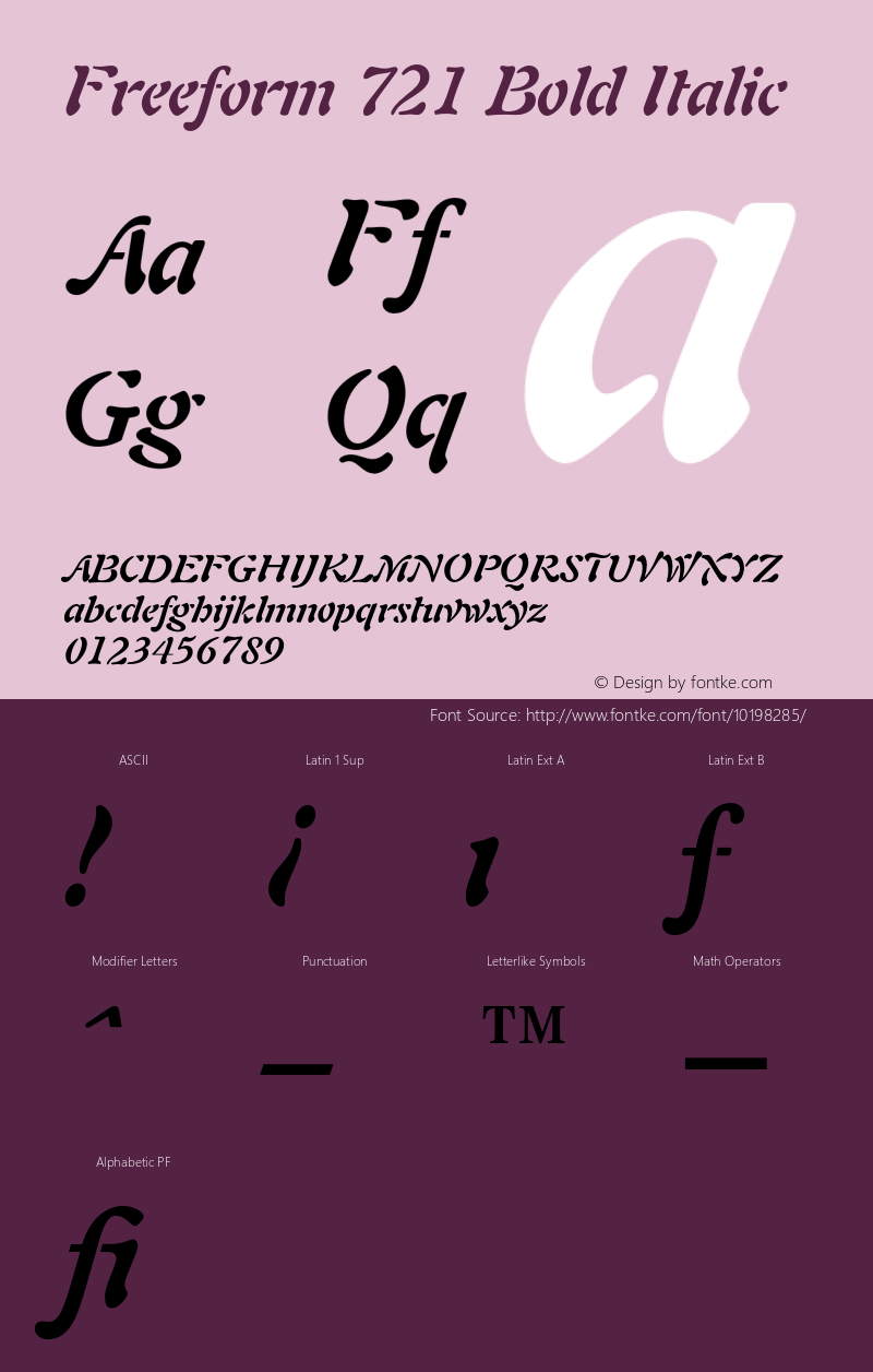 Freeform 721 Bold Italic 2.0-1.0 Font Sample