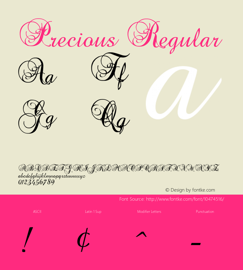 Precious Regular Version 1.00 October 25, 2008, initial release Font Sample