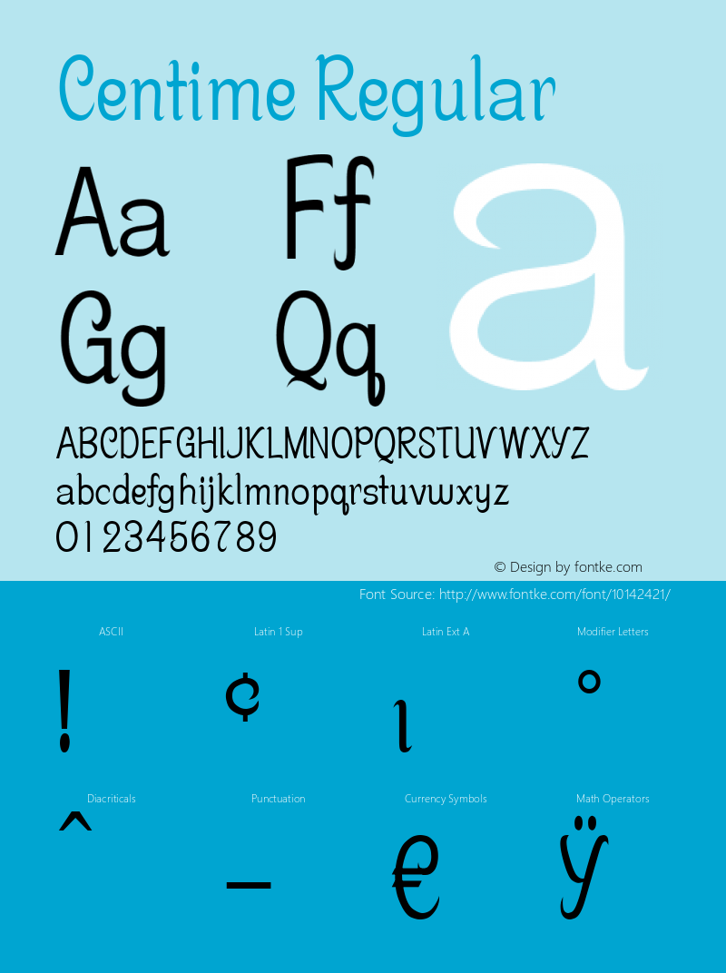 Centime Regular Brendel            :09.12.1994 Font Sample