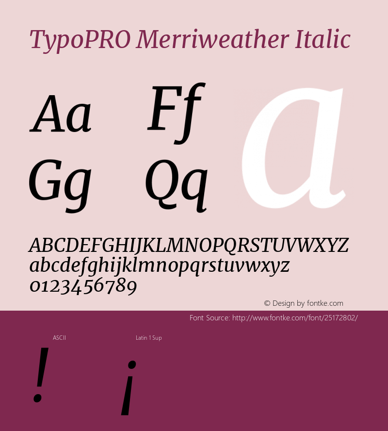 TypoPRO Merriweather Italic Version 2.002 Font Sample