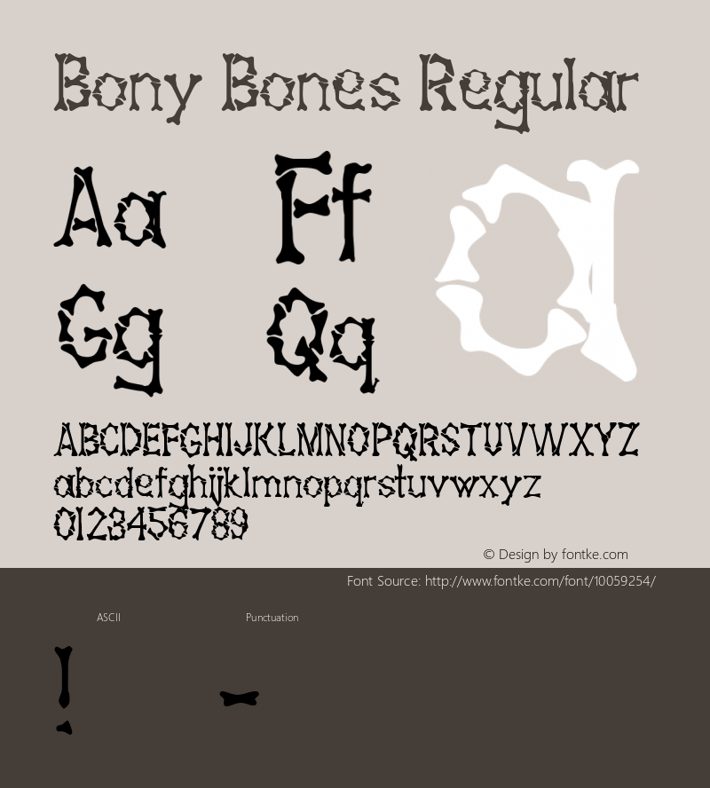 Bony Bones Regular v 1.0.a.1995 Font Sample