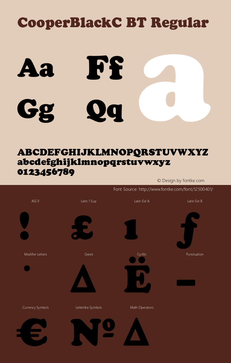 CooperBlackC BT Regular OTF 1.0;PS 001.000;Core 116;AOCW 1.0 161 Font Sample