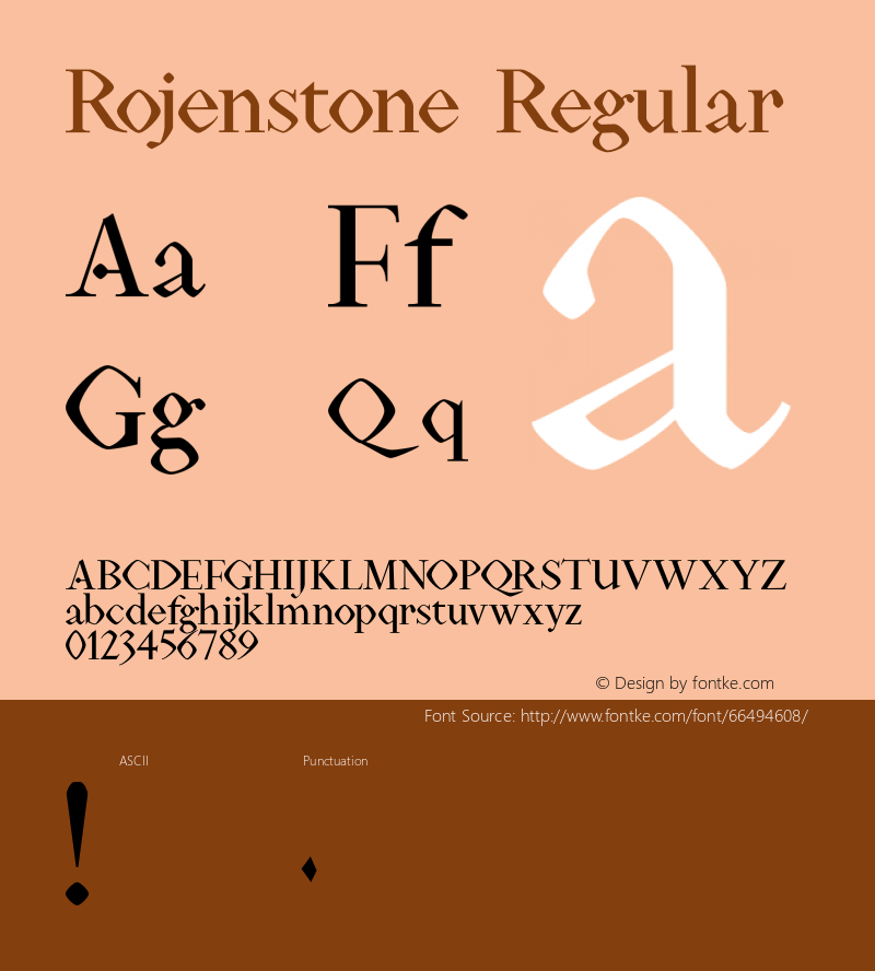 Rojenstone Version 1.001;Fontself Maker 1.0.7 Font Sample
