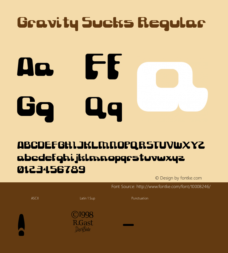 Gravity Sucks Regular 1.0²a - 2/18/98 - Respaced (Orig: 1/04/98) Font Sample