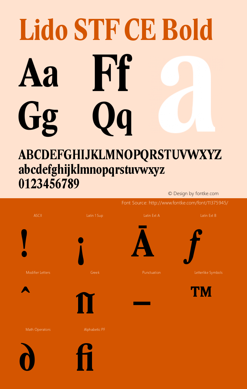 Lido STF CE Bold Version 001.001 Font Sample