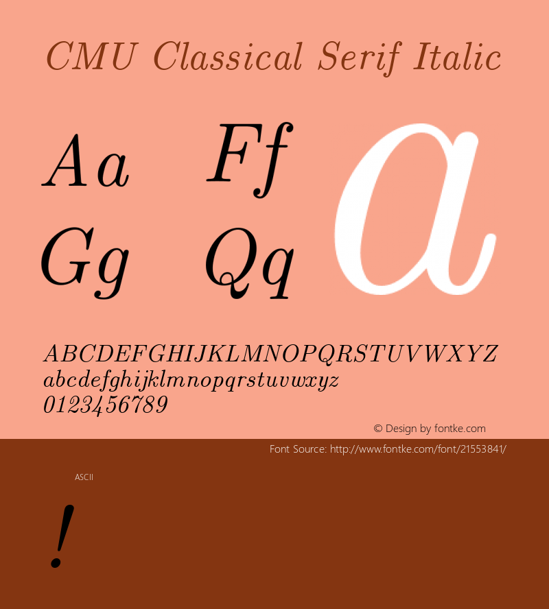 CMU Classical Serif Italic  Font Sample