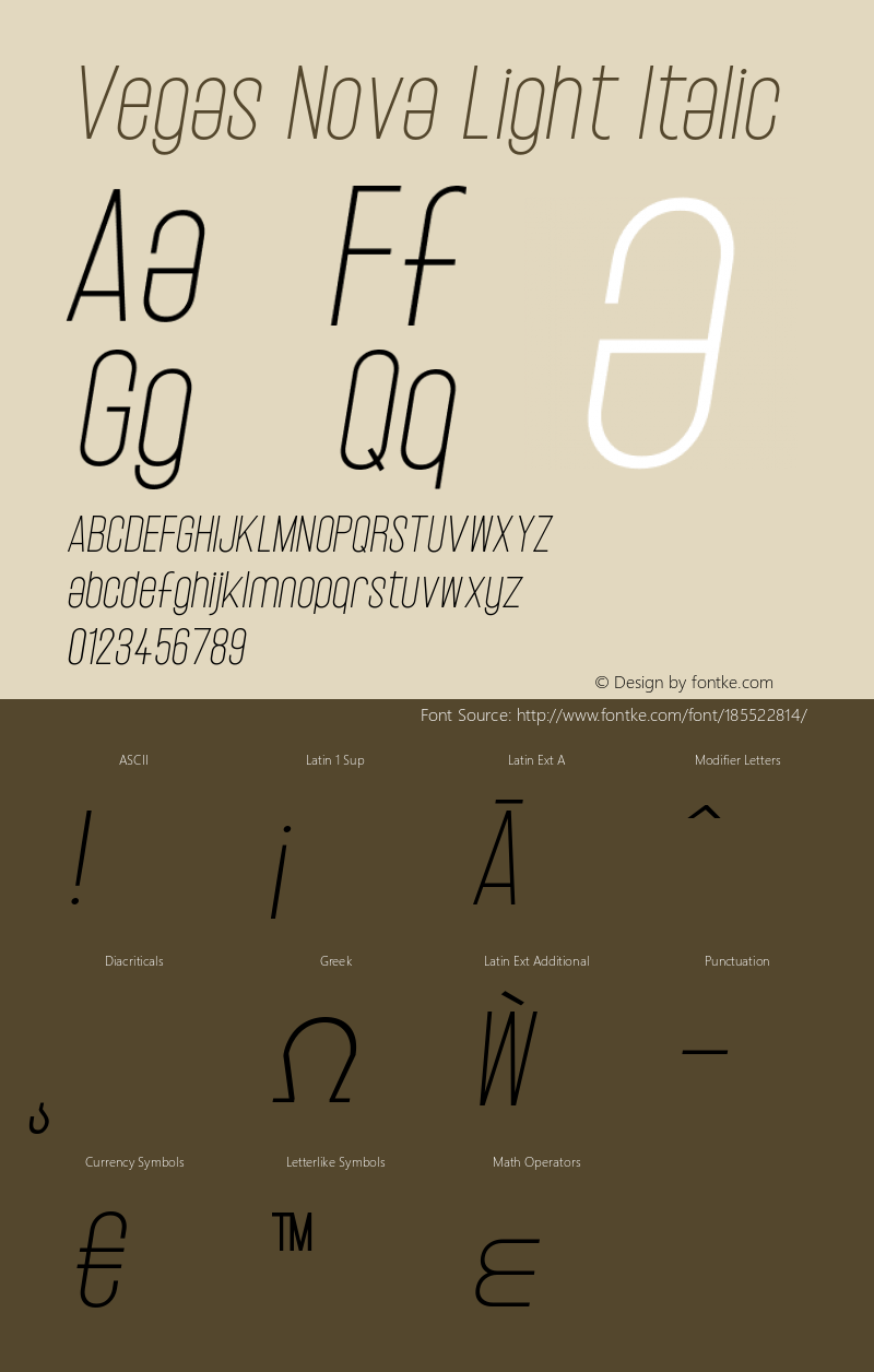 Vegas Nova Light Italic 1.000图片样张