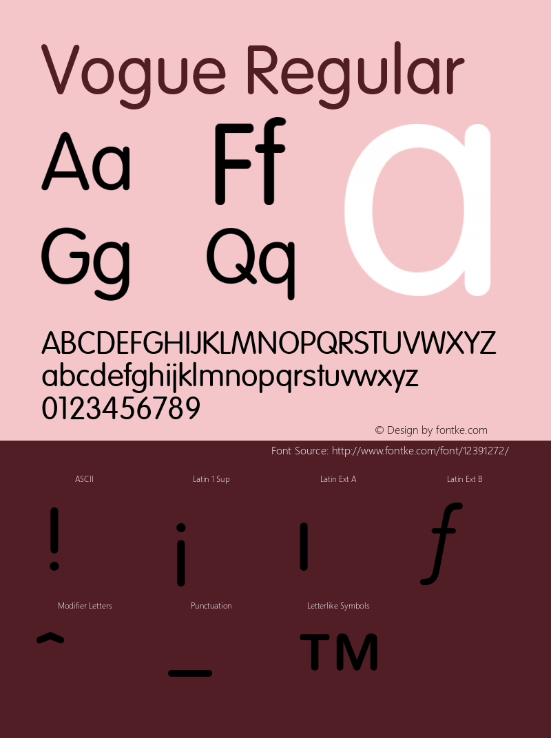 Vogue Regular 001.003 Font Sample