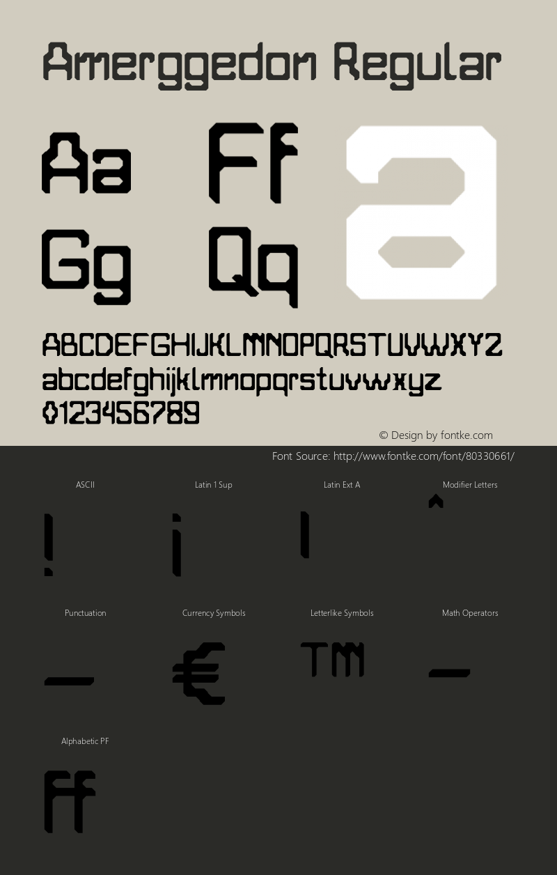 Amerggedon Version 1.00;August 21, 2020;FontCreator 12.0.0.2552 64-bit Font Sample