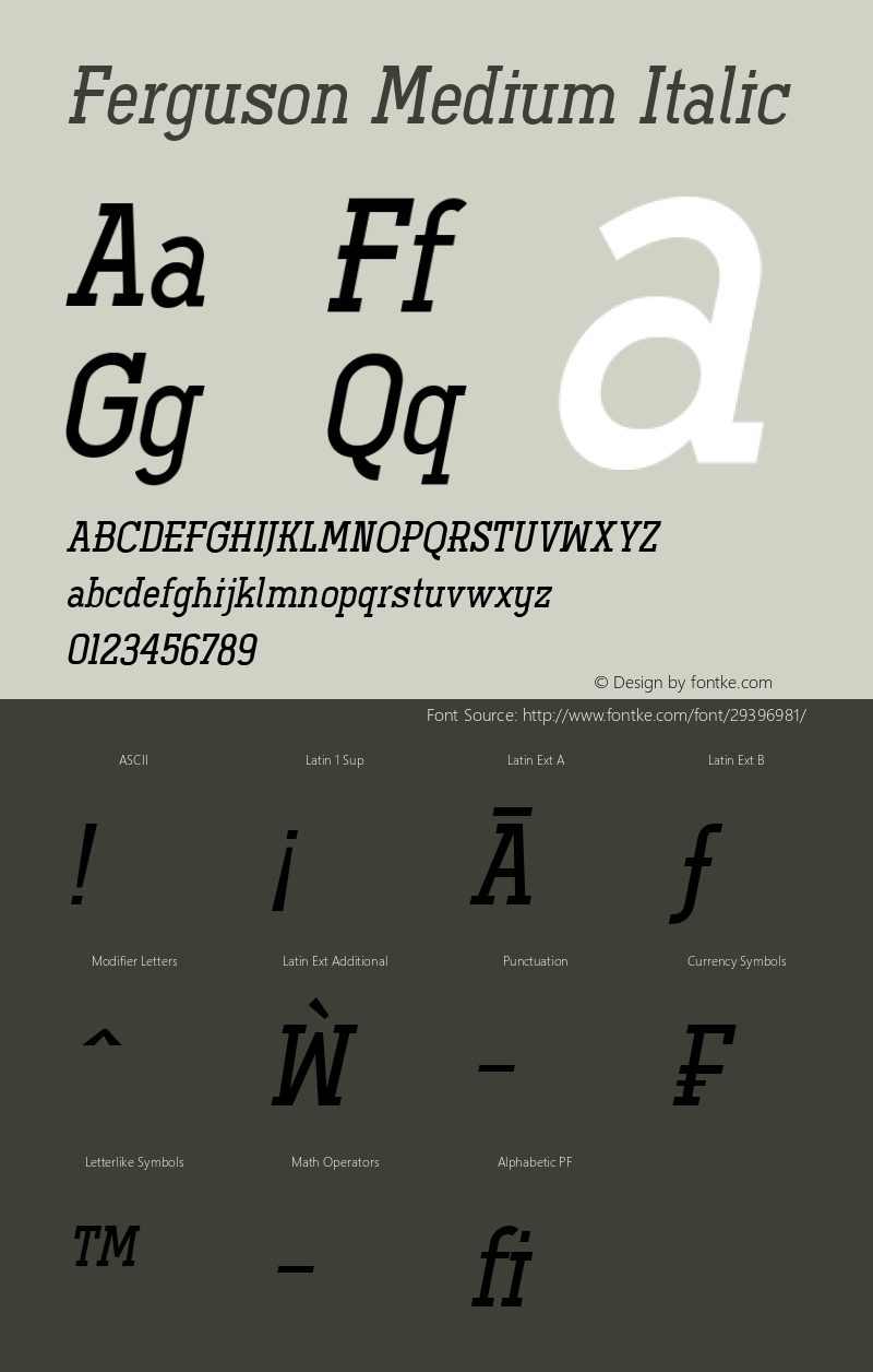 FergusonMediumItalic-Regular Version 1.000 Font Sample