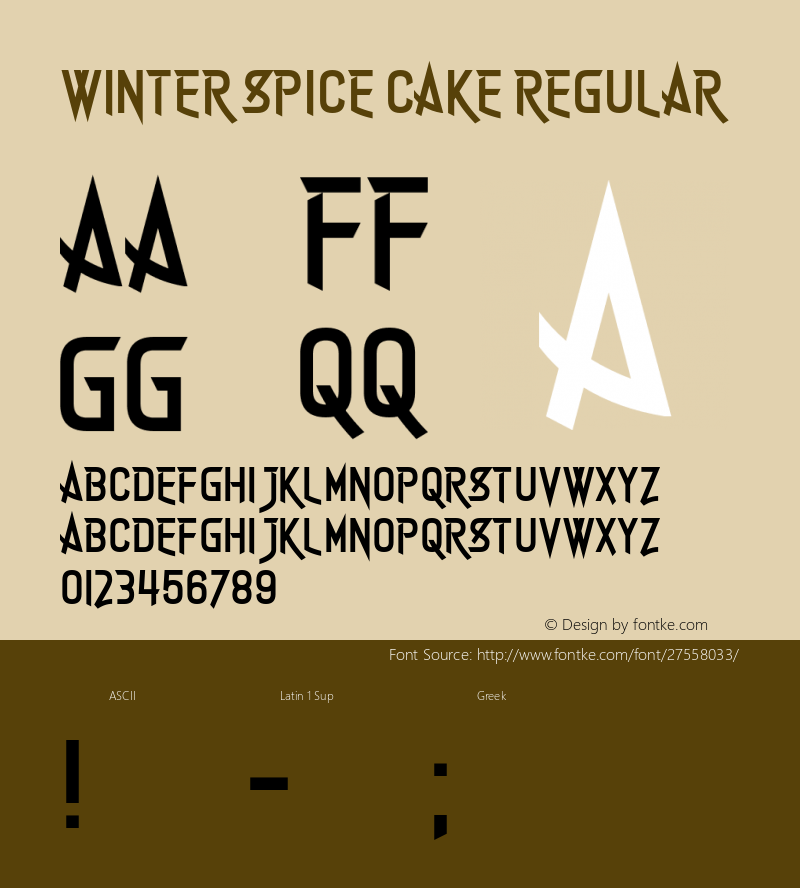 Winter Spice Cake Version 1.00;November 5, 2018;FontCreator 11.5.0.2427 64-bit Font Sample